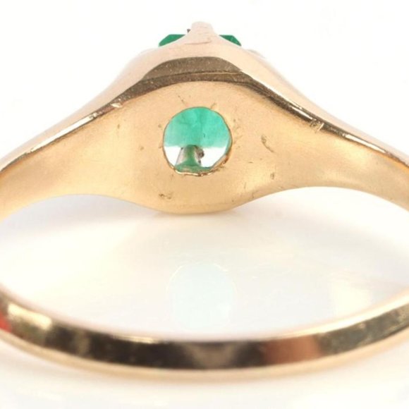 Vintage 14K YELLOW GOLD EMERALD RING SIZE 8 - Picture 5 of 10
